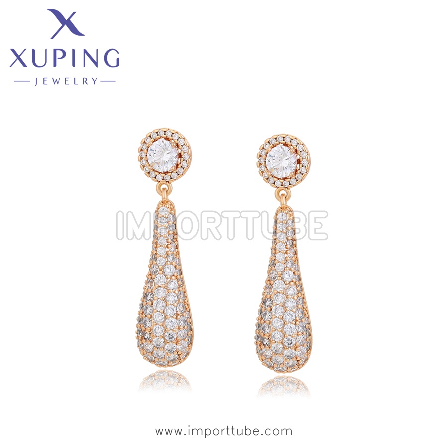 xuping fashion 18K gold color zircon earring （X000729994）