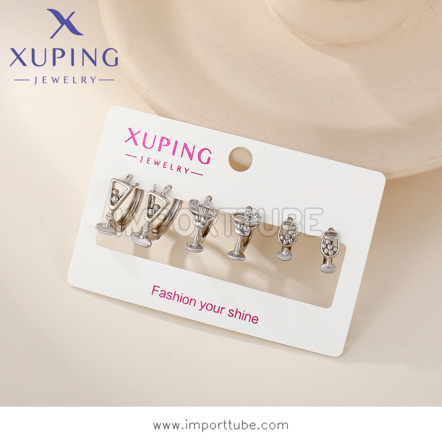 xuping fashion Simplicity platinum plated 3 pair earring （X001012071）